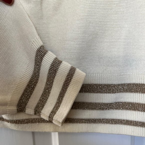 & other stories cream lightweight wool sweater with gold trim - Picture 4 of 6